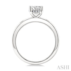 1/20 Ctw Circular Shape Grooved Shank Round Cut Diamond Semi-Mount Engagement Ring in 14K White Gold