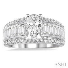 1 1/10 Ctw Diamond Pear Shape Semi-Mount Engagement Ring in 14K White Gold