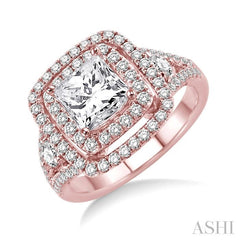 7/8 Ctw Diamond Semi-Mount Engagement Ring in 14K Rose Gold