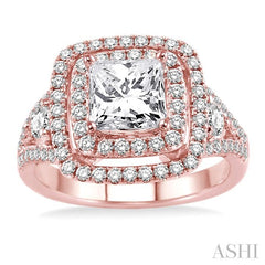 7/8 Ctw Diamond Semi-Mount Engagement Ring in 14K Rose Gold