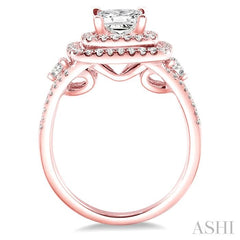 7/8 Ctw Diamond Semi-Mount Engagement Ring in 14K Rose Gold
