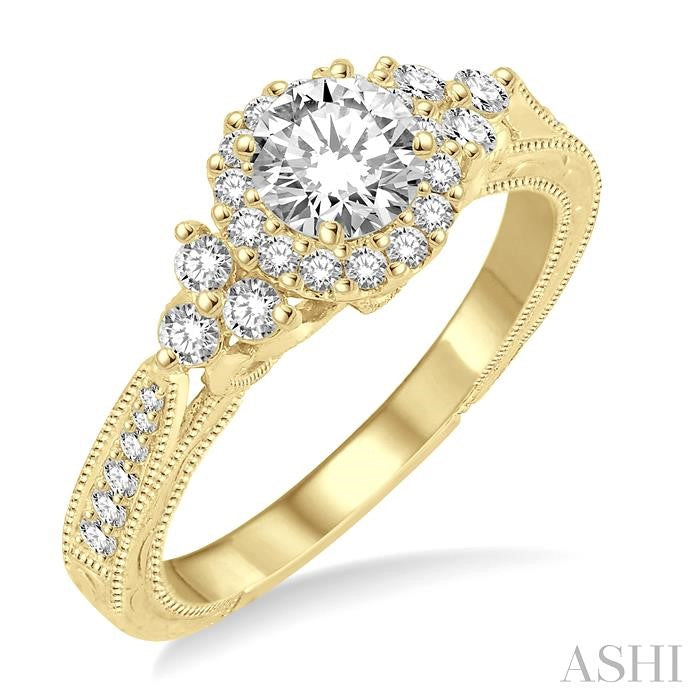 1/2 Ctw Diamond Semi-Mount Engagement Ring in 14K Yellow Gold