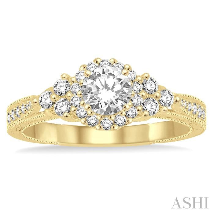1/2 Ctw Diamond Semi-Mount Engagement Ring in 14K Yellow Gold