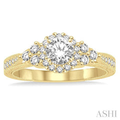 1/2 Ctw Diamond Semi-Mount Engagement Ring in 14K Yellow Gold