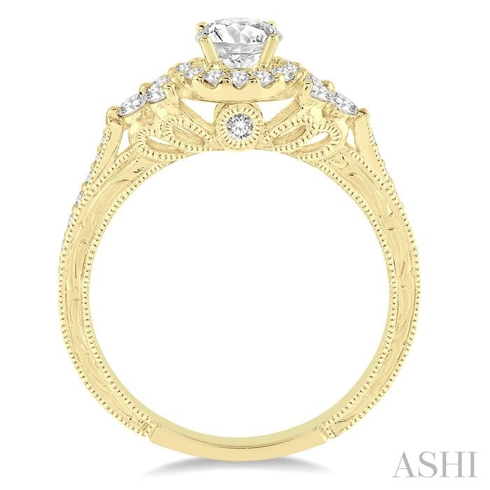 1/2 Ctw Diamond Semi-Mount Engagement Ring in 14K Yellow Gold