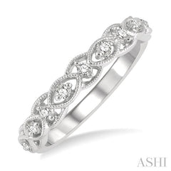 1/8 Ctw Interlocking Open Lattice Round Cut Diamond Wedding Band in 14K White Gold