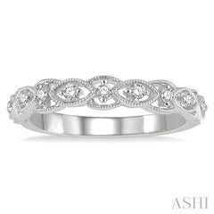 1/8 Ctw Interlocking Open Lattice Round Cut Diamond Wedding Band in 14K White Gold