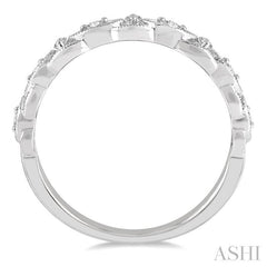 1/8 Ctw Interlocking Open Lattice Round Cut Diamond Wedding Band in 14K White Gold