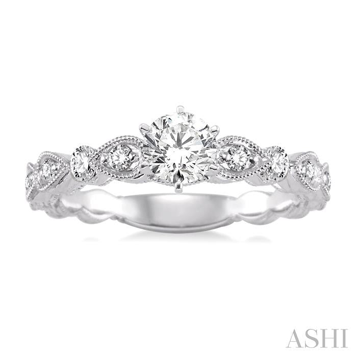 1/5 Ctw Diamond Semi-Mount Engagement Ring in 14K White Gold