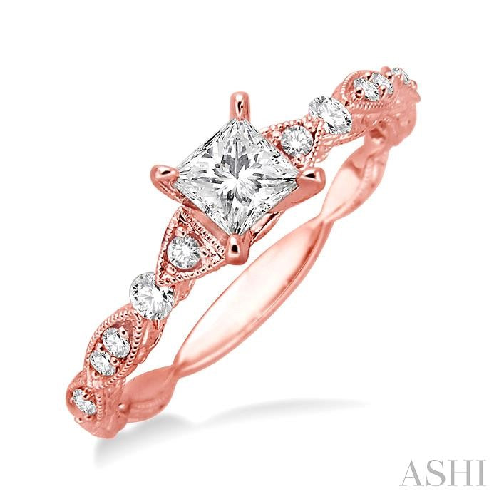 1/6 Ctw Diamond Semi-Mount Engagement Ring in 14K Rose Gold