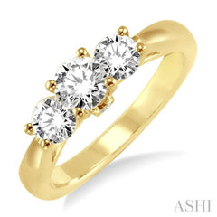 1 Ctw Diamond Engagement Ring with 3/8 Ct Round Cut Center Stone in 14K Yellow Gold