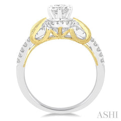 1/2 Ctw Diamond Semi-Mount Engagement Ring in 14K White and Yellow Gold