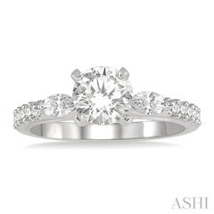 3/8 Ctw Circular Marquise and Round Cut Diamond Semi-Mount Engagement Ring in 14K White Gold
