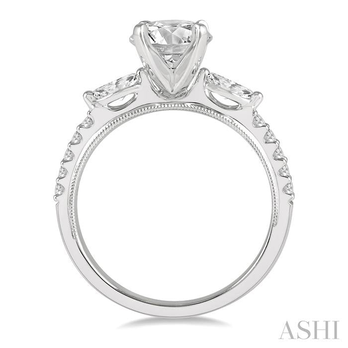 3/8 Ctw Circular Marquise and Round Cut Diamond Semi-Mount Engagement Ring in 14K White Gold