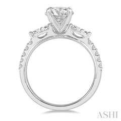 3/8 Ctw Circular Marquise and Round Cut Diamond Semi-Mount Engagement Ring in 14K White Gold