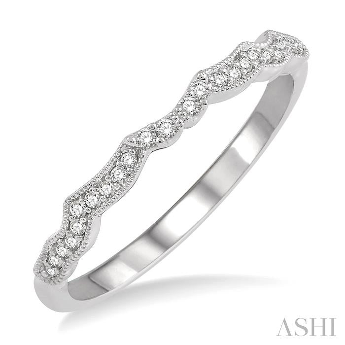 1/10 Ctw Round Cut Diamond Wedding Band in 14K White Gold