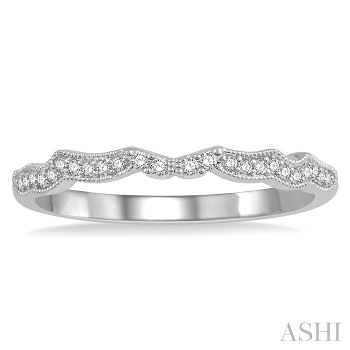 1/10 Ctw Round Cut Diamond Wedding Band in 14K White Gold