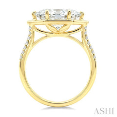 1/10 Ctw East-West Marquise Shape Round Cut Diamond Semi Mount Engagement Ring in 14K Yellow Gold