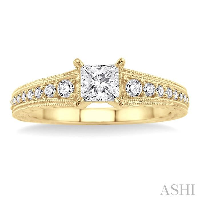 1/4 Ctw Diamond Semi-Mount Engagement Ring in 14K Yellow Gold