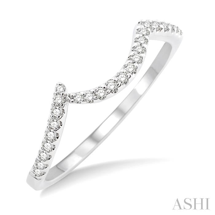 1/10 Ctw Round Cut Diamond Wedding Band in 14K White Gold
