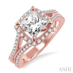 1/2 Ctw Diamond Semi-Mount Engagement Ring in 14K Rose Gold