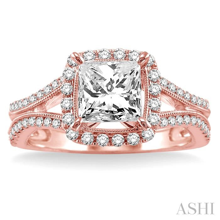 1/2 Ctw Diamond Semi-Mount Engagement Ring in 14K Rose Gold
