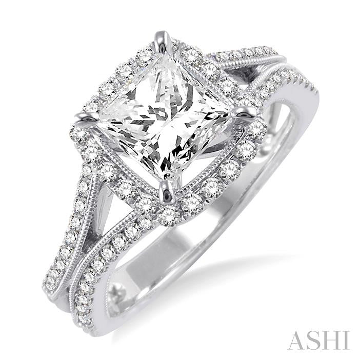 1/2 Ctw Diamond Semi-Mount Engagement Ring in 14K White Gold