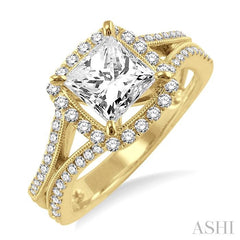 1/2 Ctw Diamond Semi-Mount Engagement Ring in 14K Yellow Gold