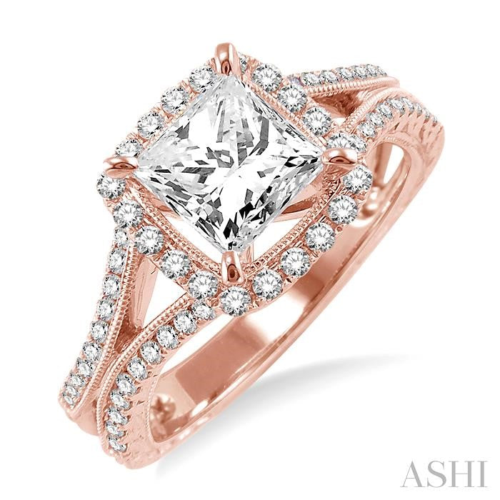 1/2 Ctw Diamond Semi-Mount Engagement Ring in 14K Rose Gold