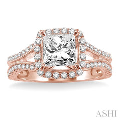 1/2 Ctw Diamond Semi-Mount Engagement Ring in 14K Rose Gold