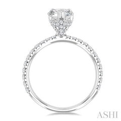 5/8 Ctw Round Cut Diamond Pear Shape Semi-Mount Engagement Ring in 14K White Gold