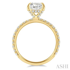 1/2 Ctw Cushion Shape Round Cut Diamond Semi-Mount Engagement Ring in 14K Yellow Gold