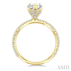 5/8 Ctw Round Cut Diamond Pear Shape Semi-Mount Engagement Ring in 14K Yellow Gold