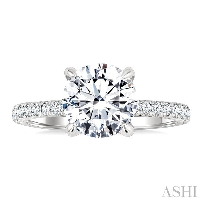 5/8 Ctw Round Shape Semi-Mount Diamond Engagement Ring in 14K White Gold
