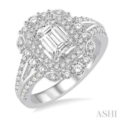 7/8 Ctw Diamond Semi-Mount Engagement Ring in 14K White Gold