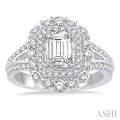 7/8 Ctw Diamond Semi-Mount Engagement Ring in 14K White Gold