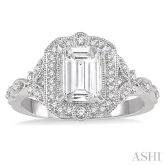 1/4 Ctw Lattice Semi-Mount Round Cut Diamond Engagement Ring in 14K White Gold
