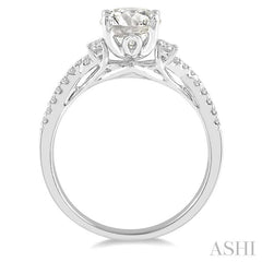 1/3 Ctw Intercrossed Semi-Mount Round Cut Diamond Engagement Ring in 14K White Gold
