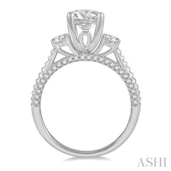 3/4 Ctw Circular Shape Past, Present & Future Round Cut Diamond Semi-Mount Engagement Ring in 14K White Gold