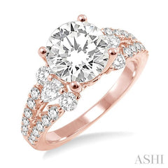 7/8 Ctw Diamond Semi-Mount Engagement Ring in 14K Rose Gold