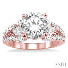 7/8 Ctw Diamond Semi-Mount Engagement Ring in 14K Rose Gold