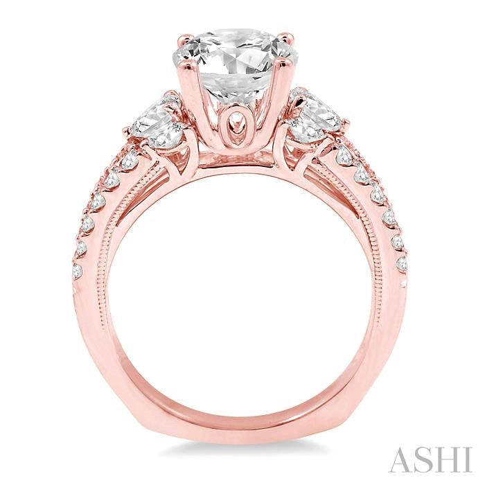 7/8 Ctw Diamond Semi-Mount Engagement Ring in 14K Rose Gold