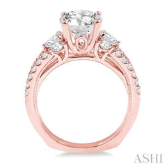 7/8 Ctw Diamond Semi-Mount Engagement Ring in 14K Rose Gold