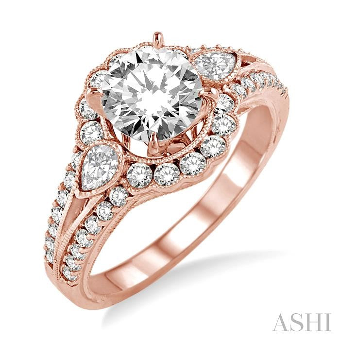 3/4 Ctw Diamond Semi-Mount Engagement Ring in 14K Rose Gold