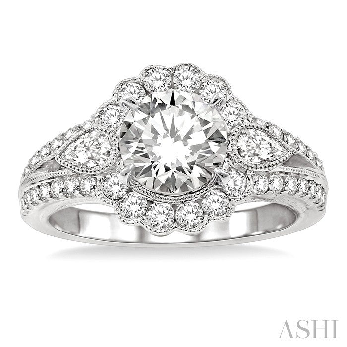 3/4 Ctw Diamond Semi-Mount Engagement Ring in 14K White Gold