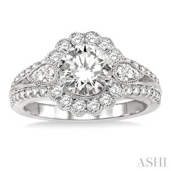 3/4 Ctw Diamond Semi-Mount Engagement Ring in 14K White Gold