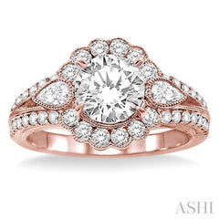 3/4 Ctw Diamond Semi-Mount Engagement Ring in 14K Rose Gold