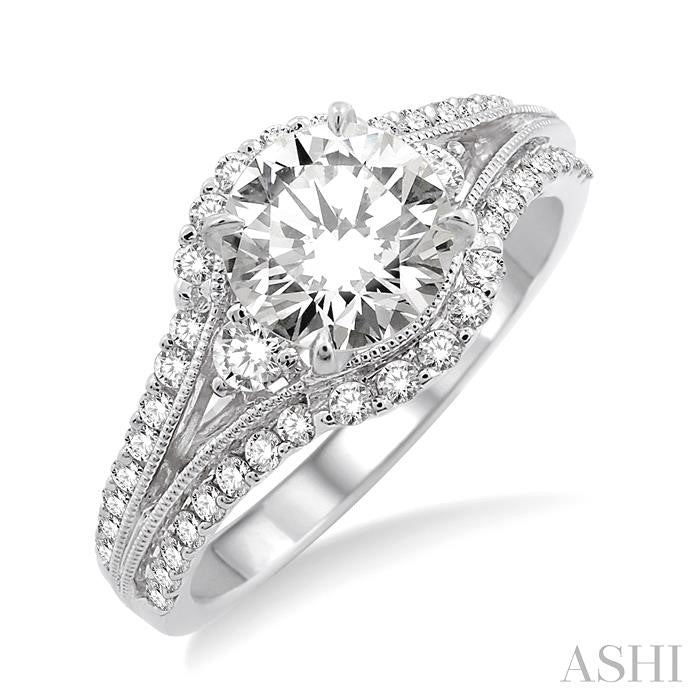 1/2 Ctw Diamond Semi-Mount Engagement Ring in 14K White Gold