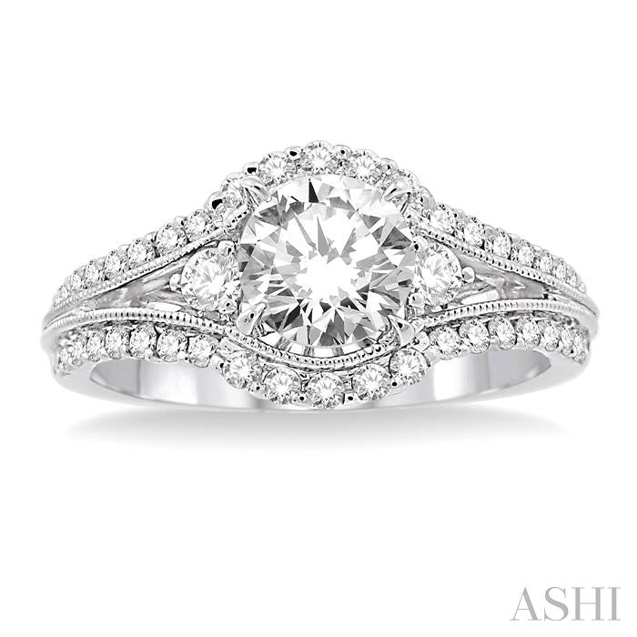 1/2 Ctw Diamond Semi-Mount Engagement Ring in 14K White Gold