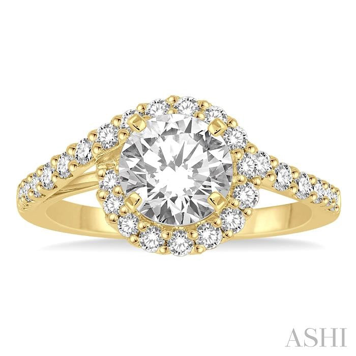 5/8 Ctw Diamond Semi-Mount Engagement Ring in 14K Yellow Gold